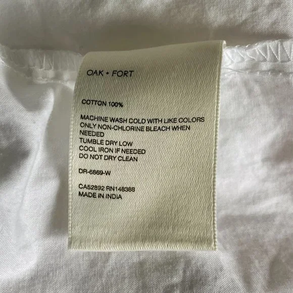 OAK + FORT 6308 Puff Sleeve White Midi Dress Size XS - Picture 5 of 9